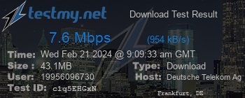 Speed Test Result