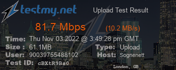 Speed Test Result
