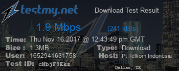 Speed Test Result