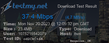 Speed Test Result