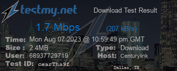 Speed Test Result