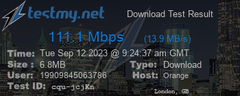 Speed Test Result