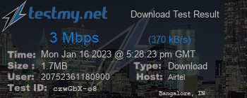 Speed Test Result