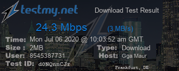 Speed Test Result