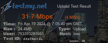 Speed Test Result