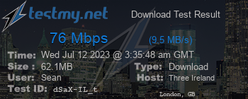 Speed Test Result