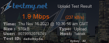 Speed Test Result