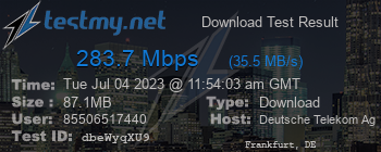 Speed Test Result
