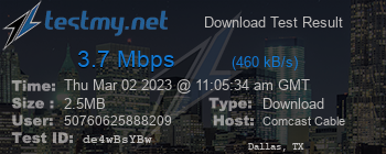 Speed Test Result