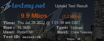 Speed Test Result