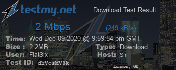 Speed Test Result