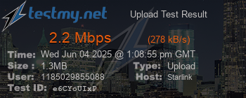 Speed Test Result