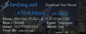 Speed Test Result