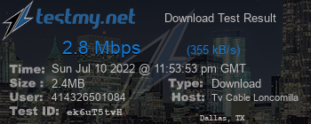 Speed Test Result