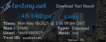 Speed Test Result