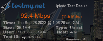 Speed Test Result