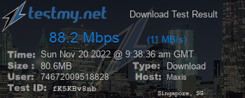 Speed Test Result