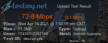 Speed Test Result