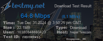 Speed Test Result