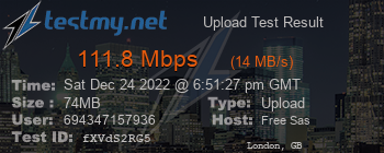 Speed Test Result