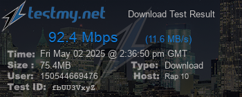 Speed Test Result