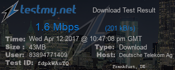 Speed Test Result