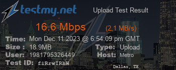 Speed Test Result