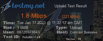 Speed Test Result