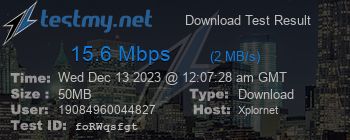 Speed Test Result