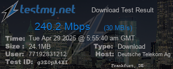 Speed Test Result