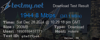 Speed Test Result