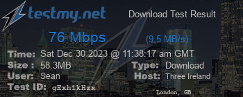 Speed Test Result