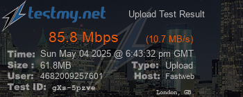 Speed Test Result