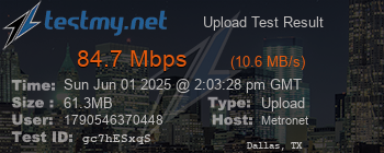 Speed Test Result