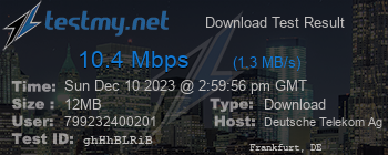 Speed Test Result