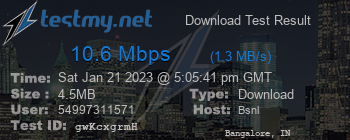 Speed Test Result