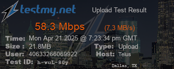 Speed Test Result