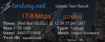 Speed Test Result