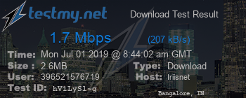 Speed Test Result