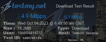 Speed Test Result