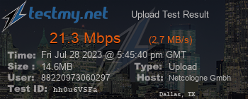 Speed Test Result