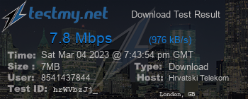 Speed Test Result