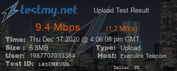 Speed Test Result