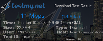 Speed Test Result
