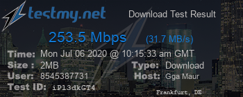 Speed Test Result