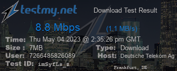 Speed Test Result