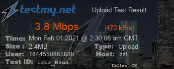 Speed Test Result