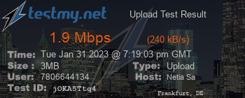 Speed Test Result