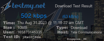 Speed Test Result