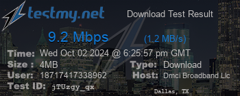 Speed Test Result